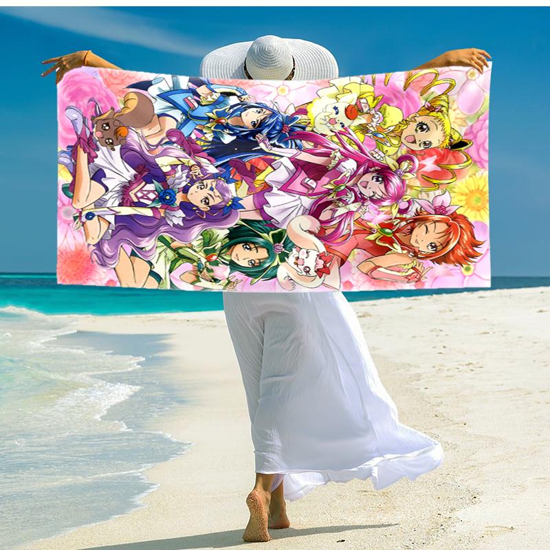 1pc Pretty Cure2 Beach Towel, Comfortable and Thick, and Swimming/Bath/Picnic/Camping Towel, Suitable for Seaside Beaches