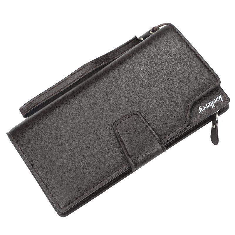 

Men s Premium PU Leather Wallet with Zip-Around, Large Capacity, and Multiple Card Slots кавовий/коричневий