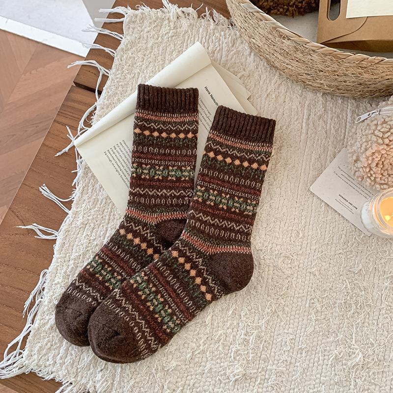 Fell Island Wool Children's Mid-length Autumn-winter Waterproof Padded Thick and Warm Winter Girls' Long Socks