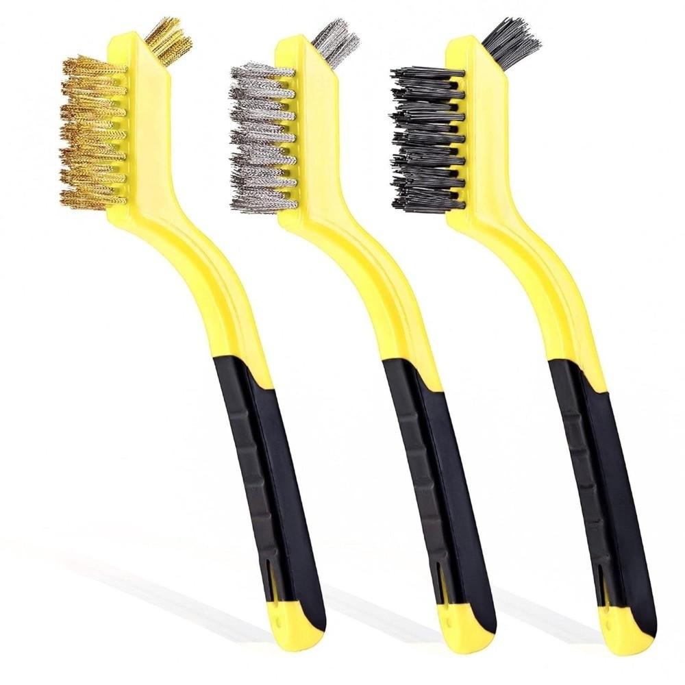 3PCS Double Head Wire Brush Set Mini Size Cleaning Wire Brush Metal Surface Polishing