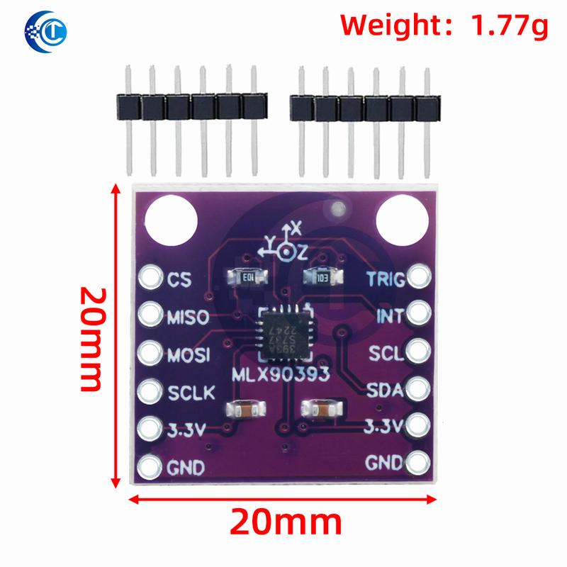 

MLX90393 three digital Hall sensor 3D position of the rotational angular displacement Sensor Board Contactless for arduino 1PC
