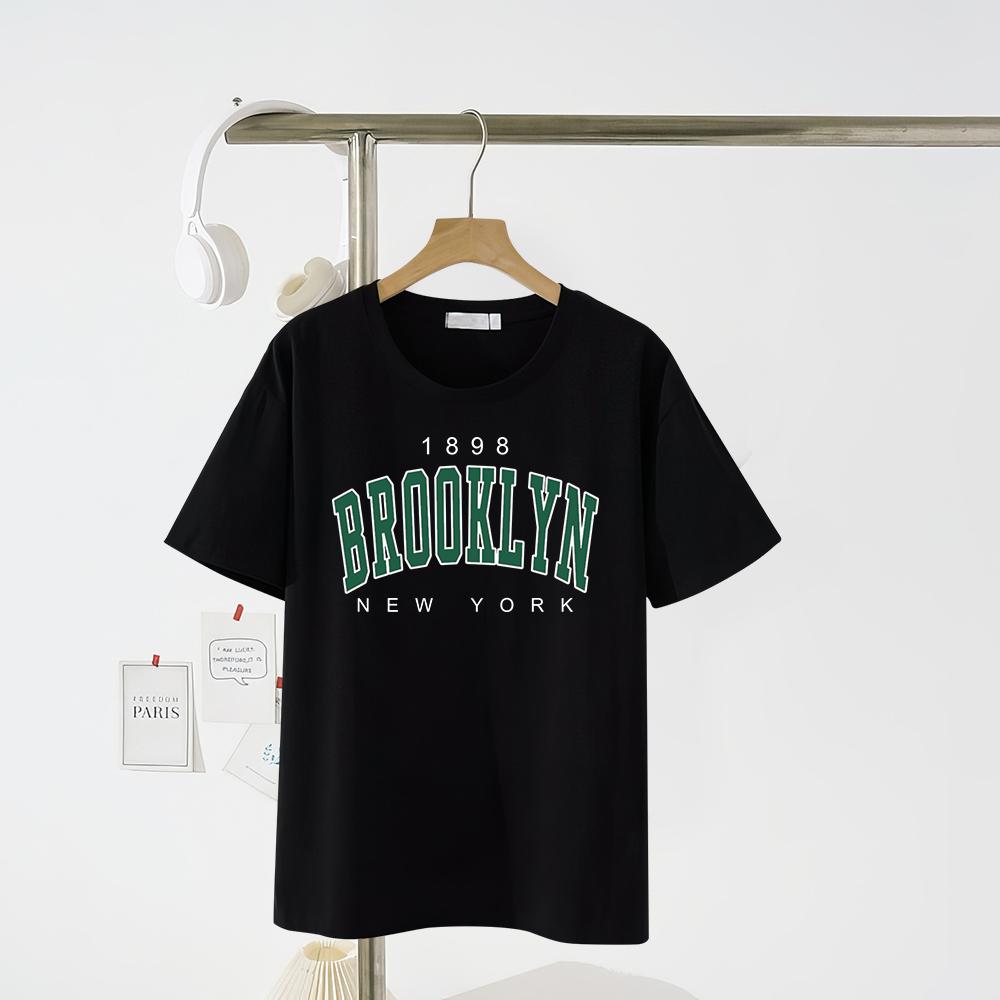 

Brooklyn Newyork 1989 Green Letter Tee Shirts Family Cotton Clothes Summer Kids Clothes Parenting Hip Hop Loose Tops 2XL