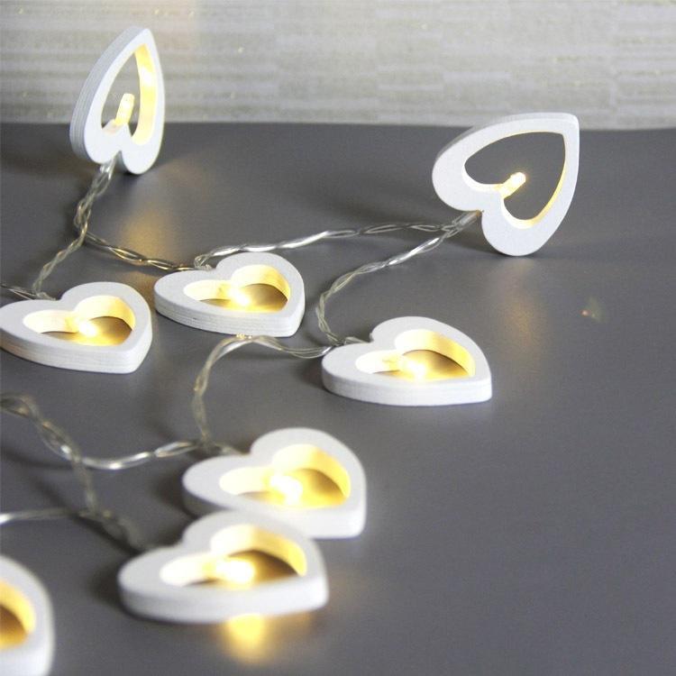 3 Meters 20LEDs Multicolor String Fairy Lights Xmas Christmas Party Lamp Wooden Heart Pendant