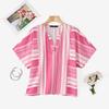 ZANZEA Women Summer V-Neck Loose Irregular Stripe Short Sleeve Blouse