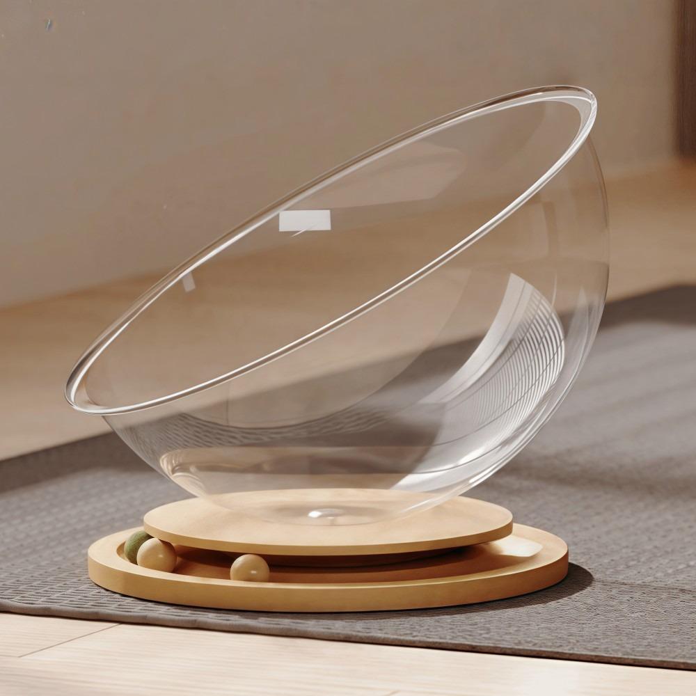 

Fun S/L/XL Space Capsule Cat Bed Semi-Enclosed Transparent Cat Nest Bed with Toy Ball Four-season Style Cat House Pet Supplies S - 32cm-0-4kg