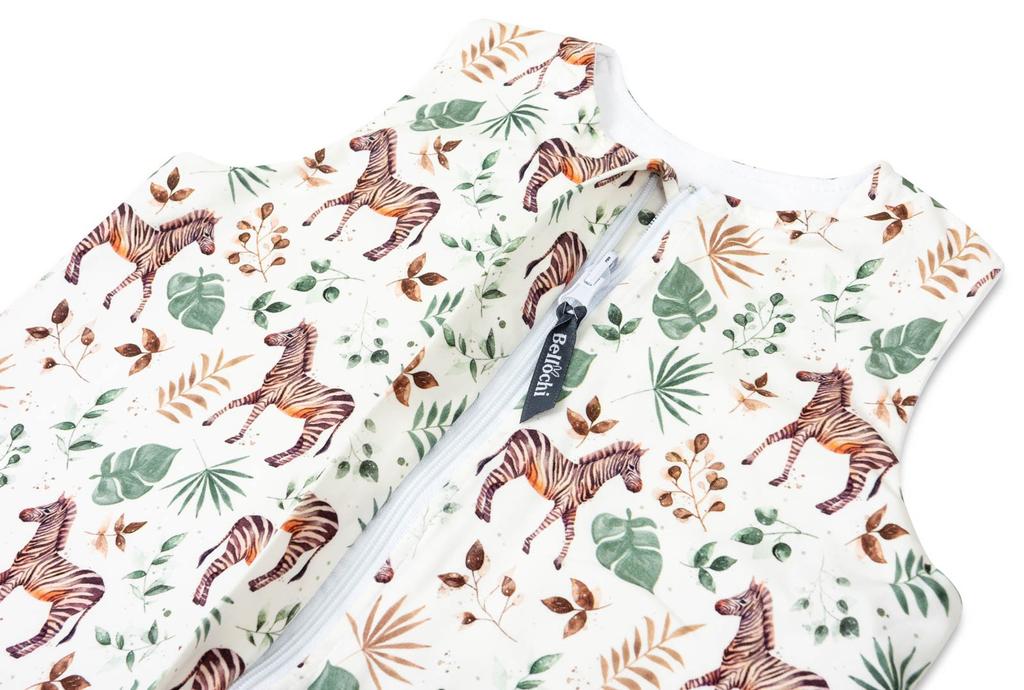 Double-sided sleeping bag with feet for kids 3-4 years old - zebra wild