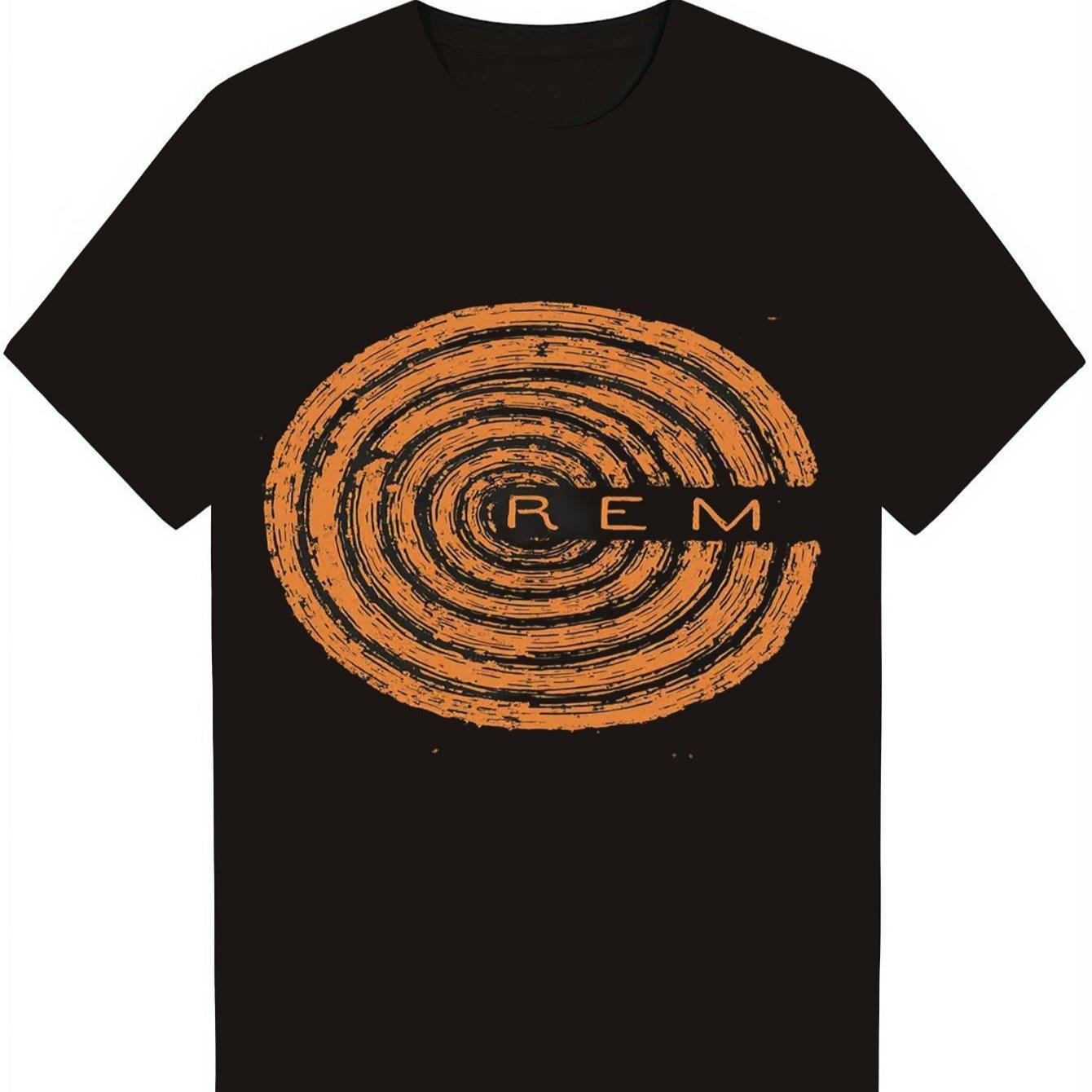 Rem Circle Logo Graphic Vintage Band Merch TShirt 100 Cotton ONeck Short Sleeve Summer Casual Mens Tshirt Streetwear S