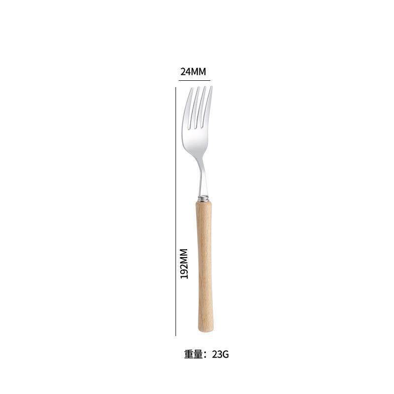Wooden Handle Cutlery Set 304 Stainless Steel Knife Fork Spoon Teaspoon Dinnerware Set  Japanese Tableware Kitchen Utensils