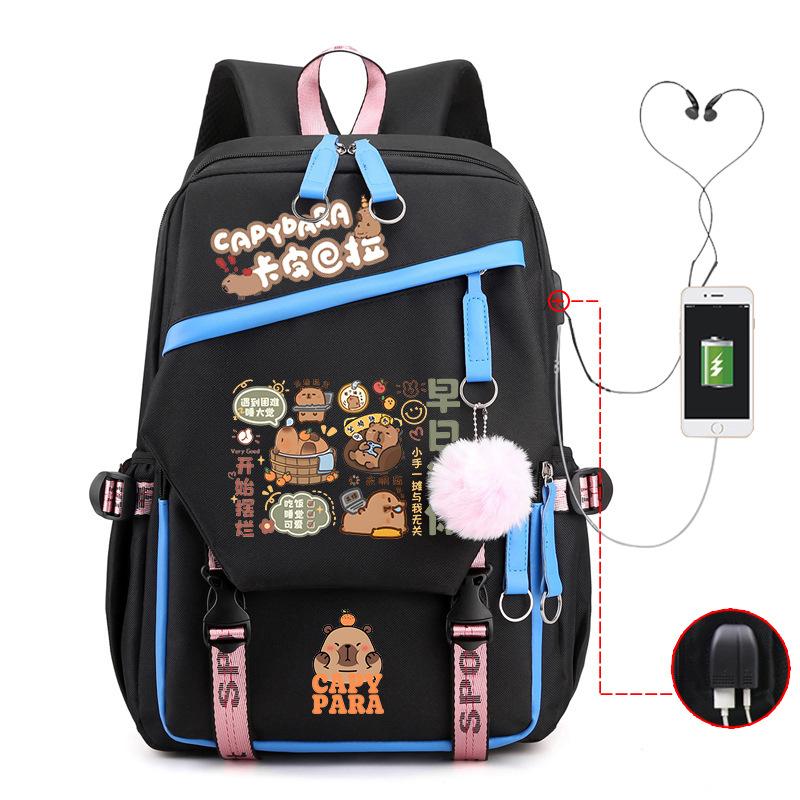 Kapibara fun peripheral printing new schoolbag cute cartoon primary and secondary school students spine backpack