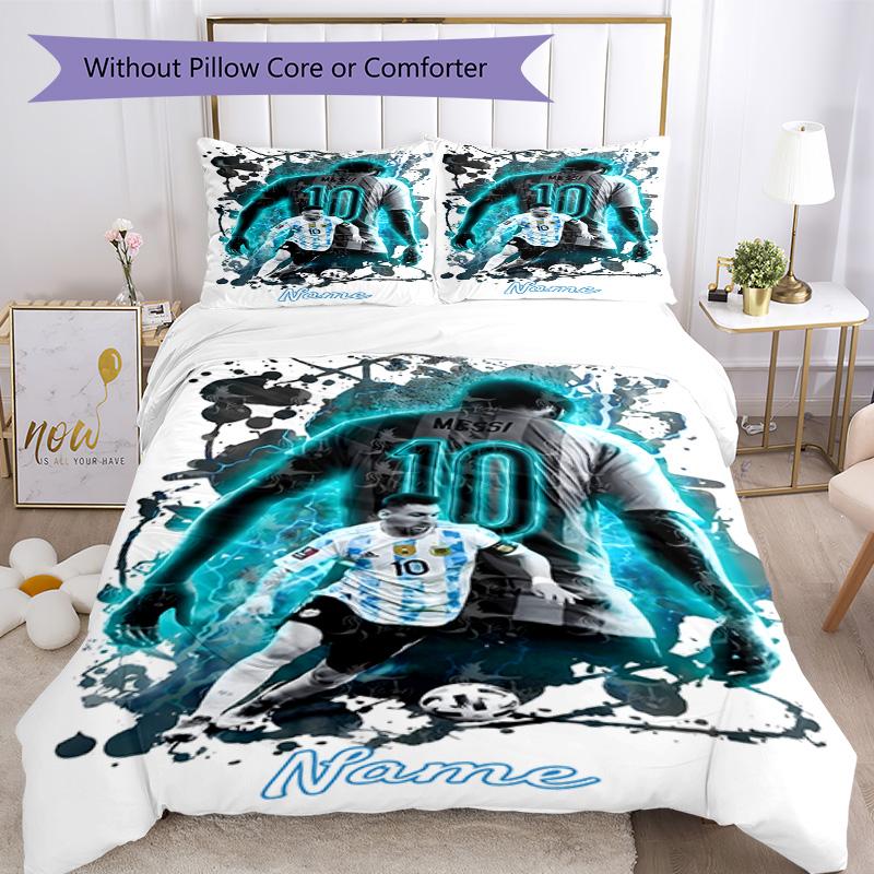 Messi Personalizza il tuo nome Set Biancheria da Letto Copripiumino Traspirante con Federe Decorazione per la Casa Regalo di Compleanno