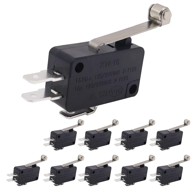 HiSport Micro Limit Switch V-152-1C25 - Compatible with Arduino, Momentary Short Straight Hinge Lever Arm SPDT Snap Action Type 10 PCS