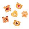 6Pcs/Set Toast Bread Food And Play Series Bear Shaped Cookies Resin Accessories Cream Glue Diy Phone Case Keychain