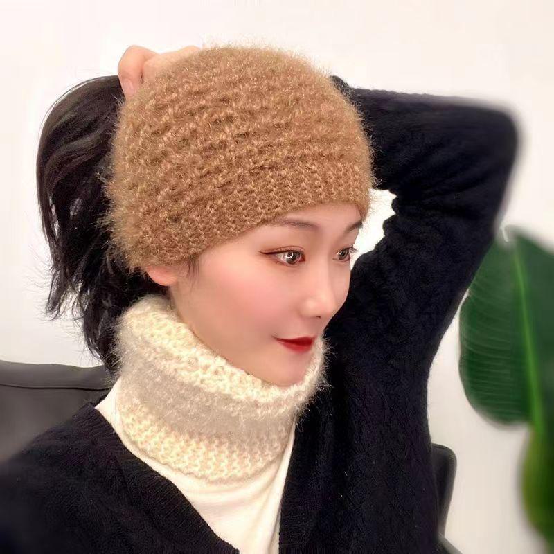 Women's Knitted Headband & Wool Earmuffs: Autumn/Winter Cycling Hat for Thin Face