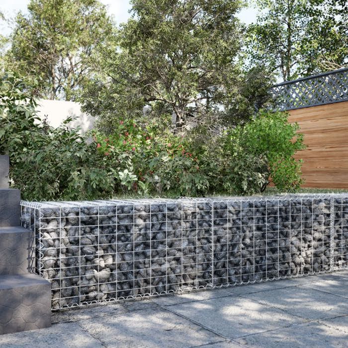 VidaXL Panier gabion avec couvercle 200x50x50 cm fer galvanisé, mur en gabion, mur de soutènement en gabion, clôture en 3295133