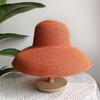 Summer Hepburn Straw Hat Retro Design Large Brim Straw Hat for Women Large Brim Orange New Solid Color Beach Vacation Large Sun