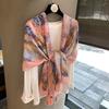Spring And Summer Imitation Suet Fashion Printed Silk Scarf Women'S Thin Scarf Shawl With High-End Cape Scarf