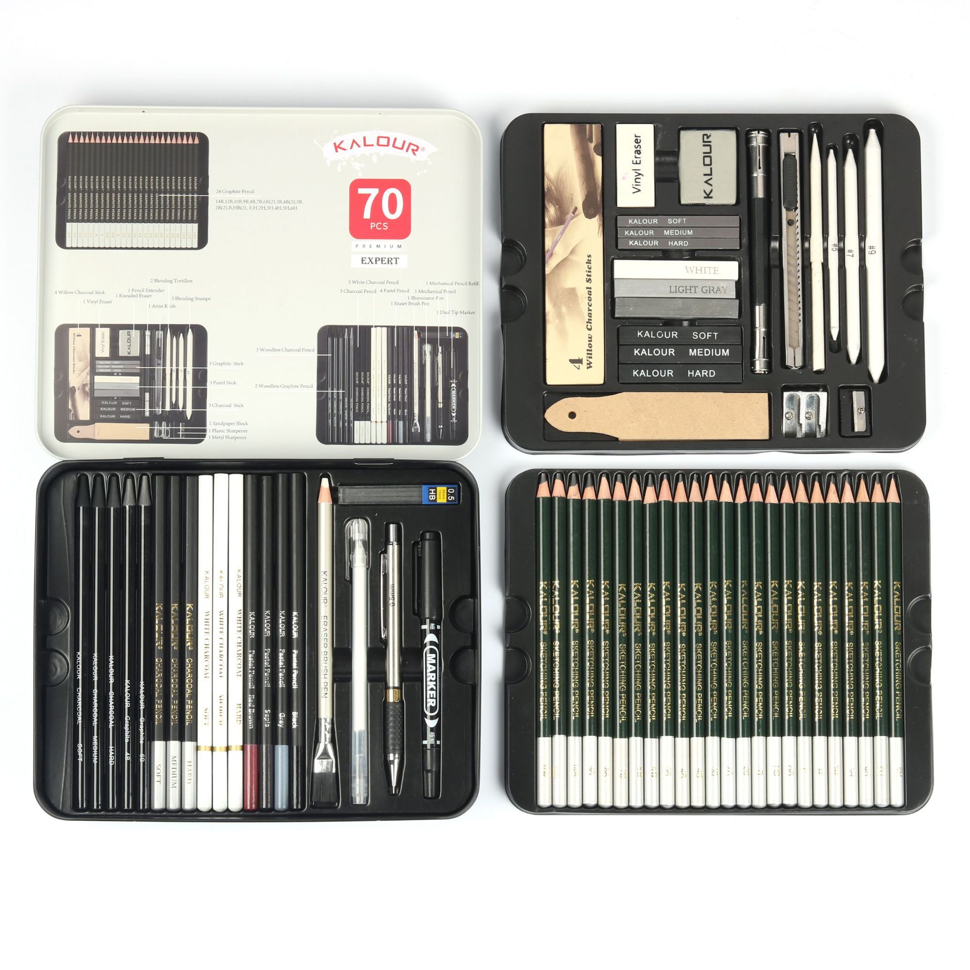 70PCS New Iron Box Sketch Pencil Set, Painting Pencil Tool Set Art Supplies for Artist Painting Supplies Painting Supplies чёрный