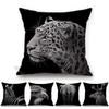 Black Grassland Animal Pattern Sofa Decorative Throw Pillow Case Giraffe Elephant Deer Cotton Linen Square Cushion Cover Cojines