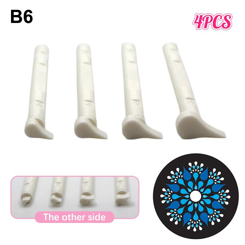 Lot de 4 outils DIY Motifs Fleurs Graffiti Papillons Lune Floraux Outils de Pointillage Stylo Peinture par Points Outils de Gaufrage Stylo Tampon Art