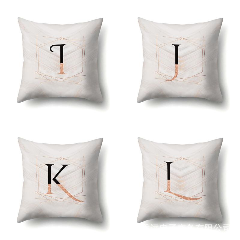 Polyester Pillow Case Black Gold Watercolor Home Furnishing 26 English Letters Printed Waist Cushion Sofa Pillow Case