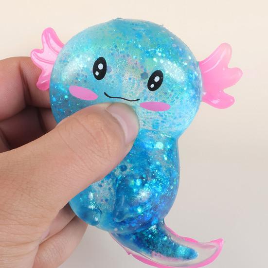 Glitter Salamander Squeeze Toy Stress Relief Cartoon Salamander Sugar Ball Sensory Toy Decompression Clear Animal Fidget Toy