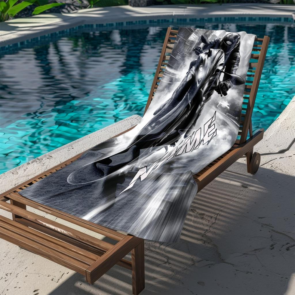Asciugamano da Spiaggia Personalizzato Moto Bianco Nero Nome Personalizzato Biker Microfibra Asciugamani da Bagno Morbidi Asciugatura Rapida Lettino da Piscina Tutte le Stagioni