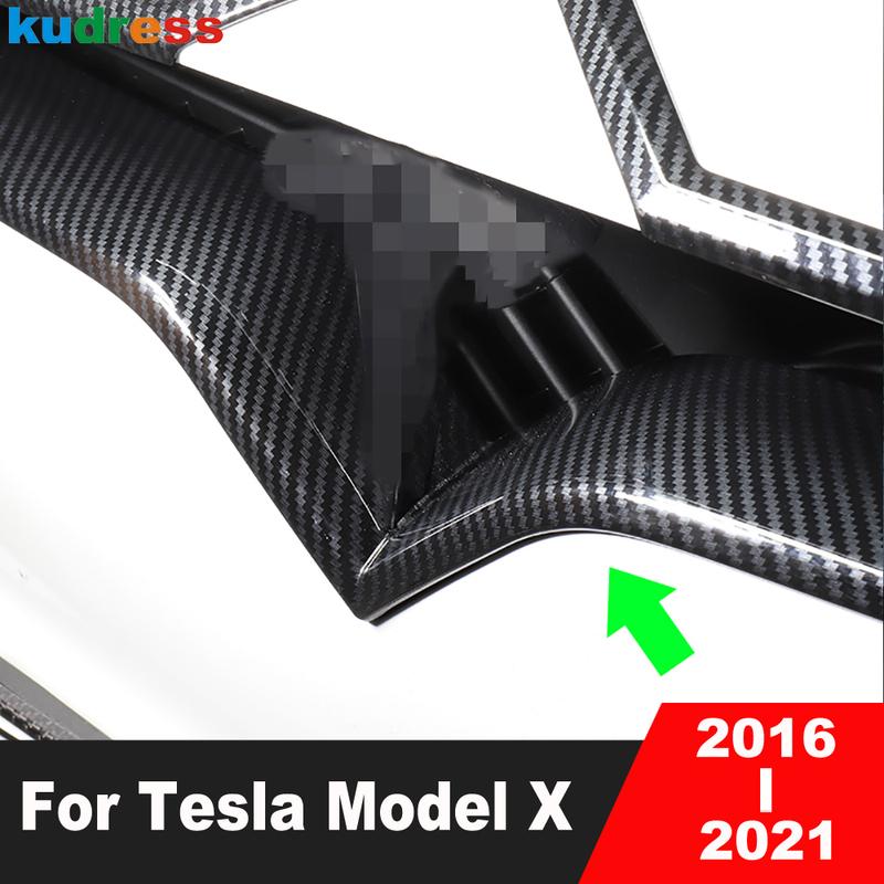 

Front Center Grille Grill Cover Trim For Tesla Model X 2016- Carbon Fiber Car Middle Grills Mesh Trims Accessories