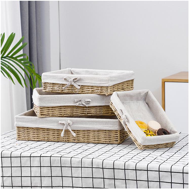 Handmade Rattan Paper Rope Storage Basket for Home Organization