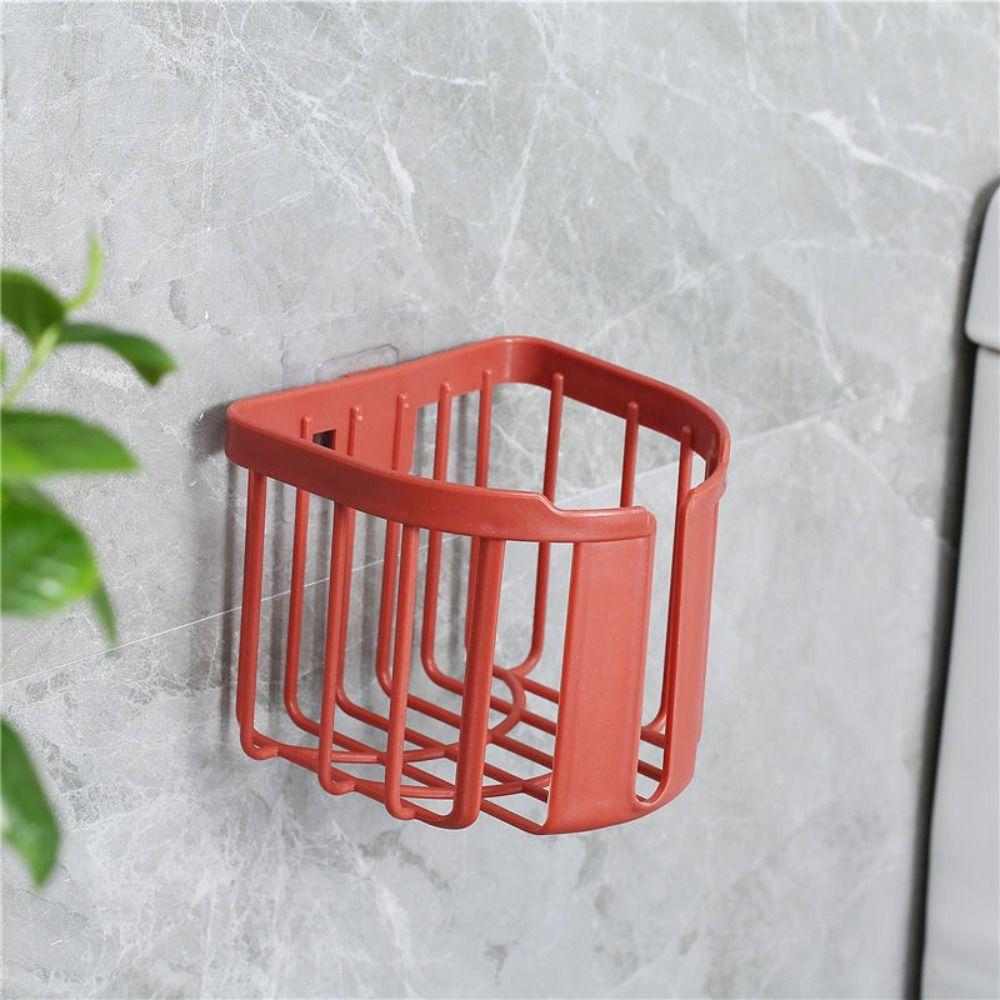 Bathroom Kitchen Punch-Free Self-Adhesive Roll Paper Tissue Holder Oilet Paper Shelf Storage Rack