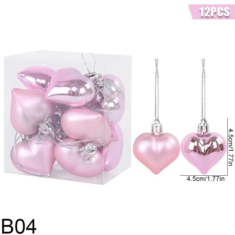12 Stück Weihnachtsanhänger Stern Herzform Hängende Ornamente Weihnachtsbaumkugeldeko Valentinstag Partydekoration Neujahr 2025