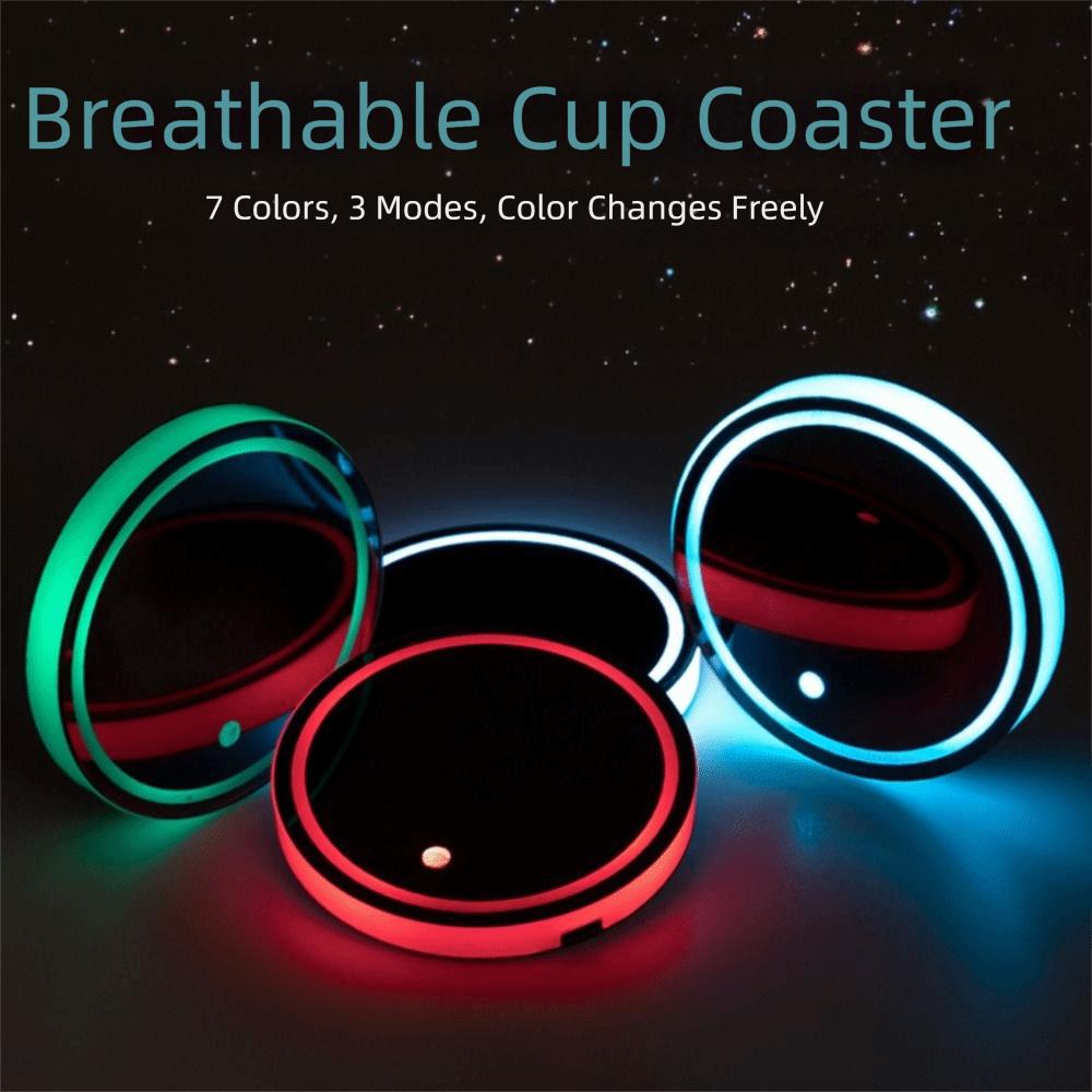 USB Charging Colorful Cup Holder Anti Slip Car Interior Lighting Cup Mats Smart Glow Coaster  Auto