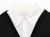 New Arrival Women's Faux Two-Piece Patchwork Color Block Shirt Dress - Spring & Autumn Academic Casual Style