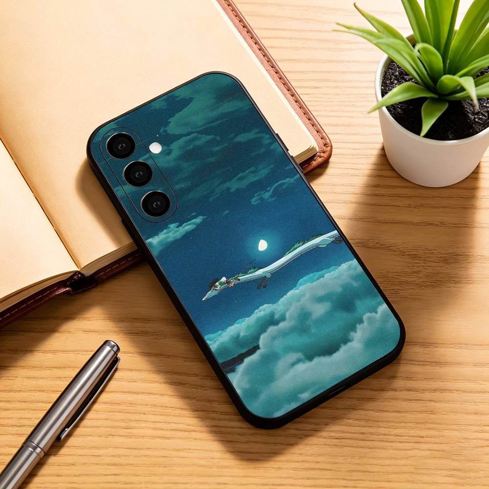 Spirited Away H-Haku C-Chihiro Phone Case For Samsung Galaxy A73,A72,A71,A70,A53,A52,A51,Soft Silicone Black Cover