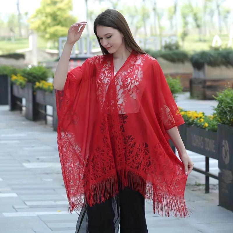 Lace Tassel Shawl Fashion Hair Head Wrap Scarf Women Elegant Breathable Outdoor Lady Wedding Accessories Photo