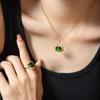Korean Style Colorfast Emerald Crystal Pendant Necklace and Earrings Set