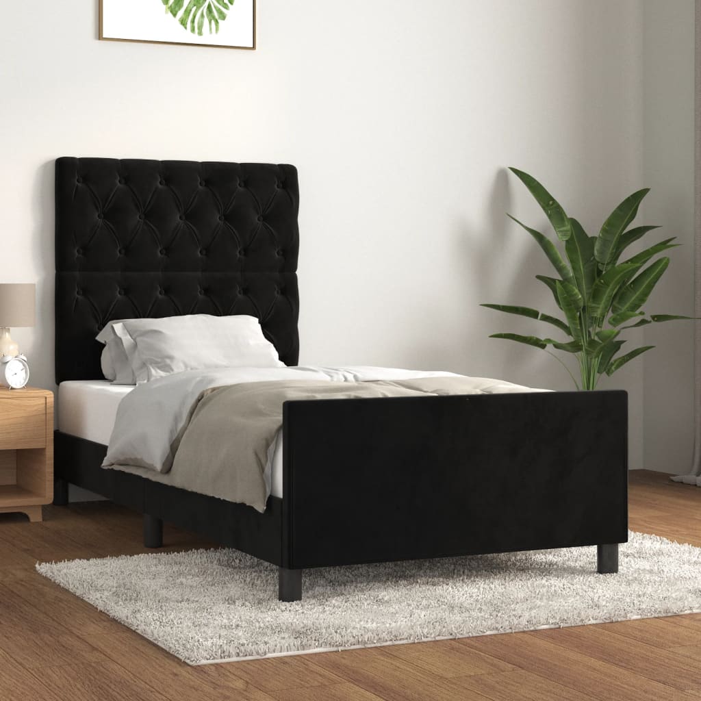 Bed Frame with Headboard Black 80 x 200 cm Velvet