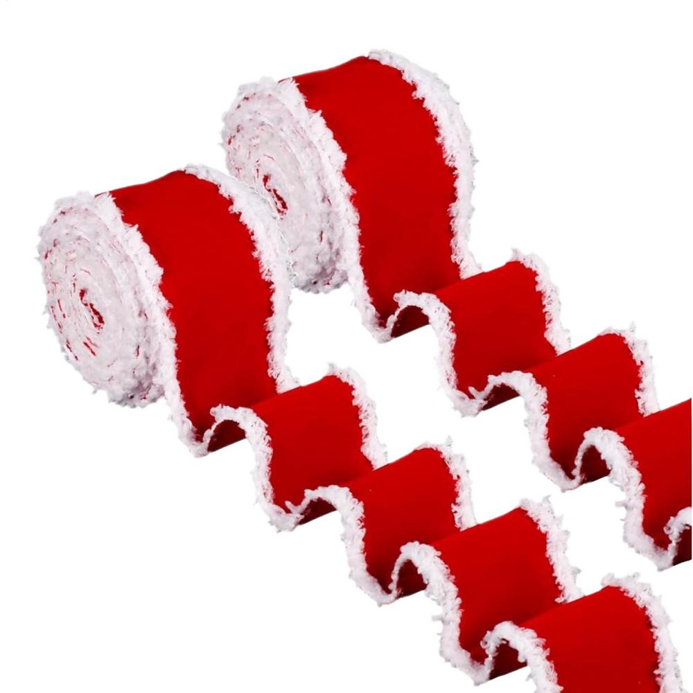

Christmas Wrap Ribbon 2 Pieces Red Burlap Ribbon Christmas Tree Decor For Bouquet Cake Wreath Tree Table Party Family Gathering 5 meter