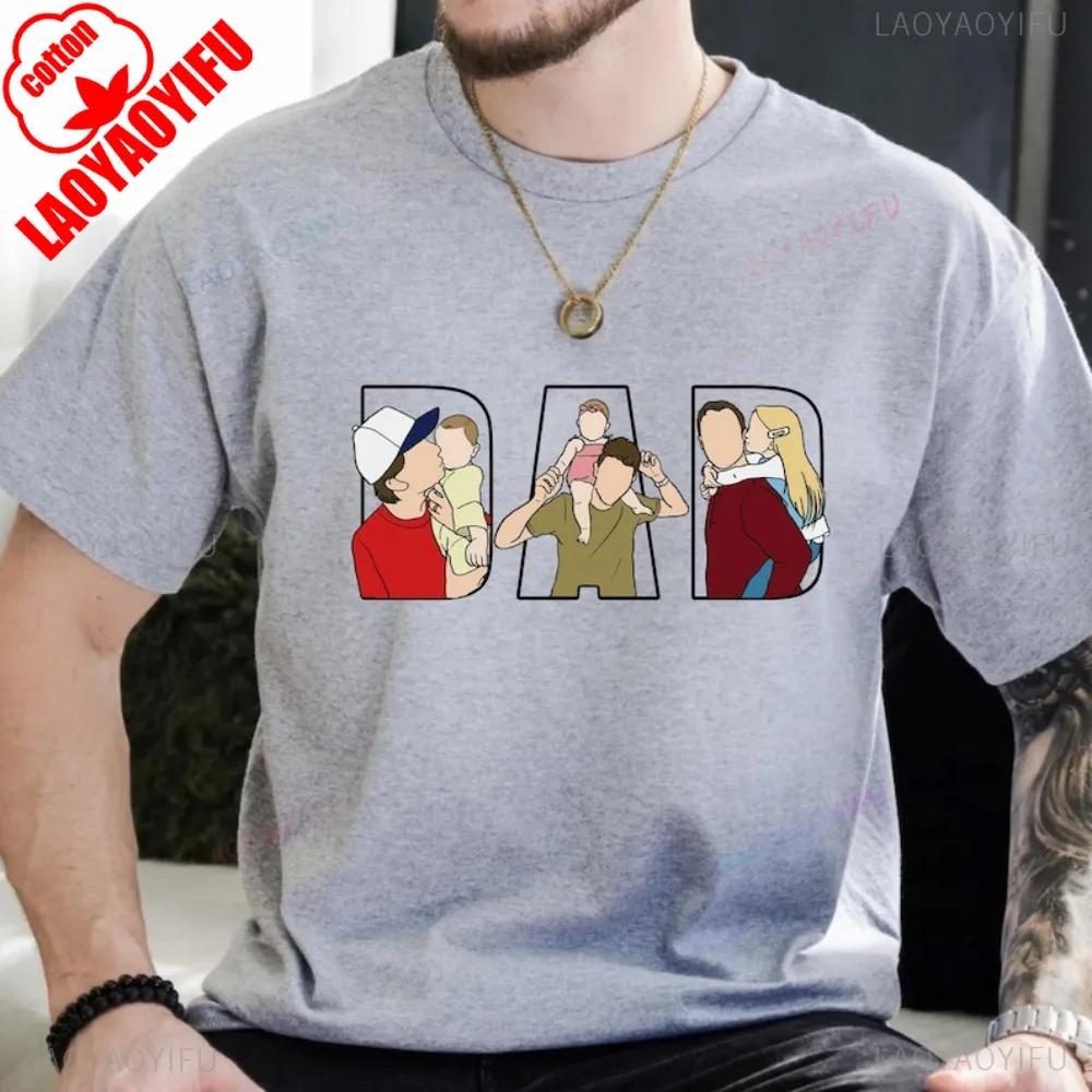 Fathers Day Gift Shirt Men Dad Portrait Line Art Cotton Tshirt Personalized From Wife Kids Funny Husband Present Men Clothing