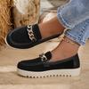 Metal Chain Platform Loafers Women's 2025 Autumn New Plus-size Low-top Shoes