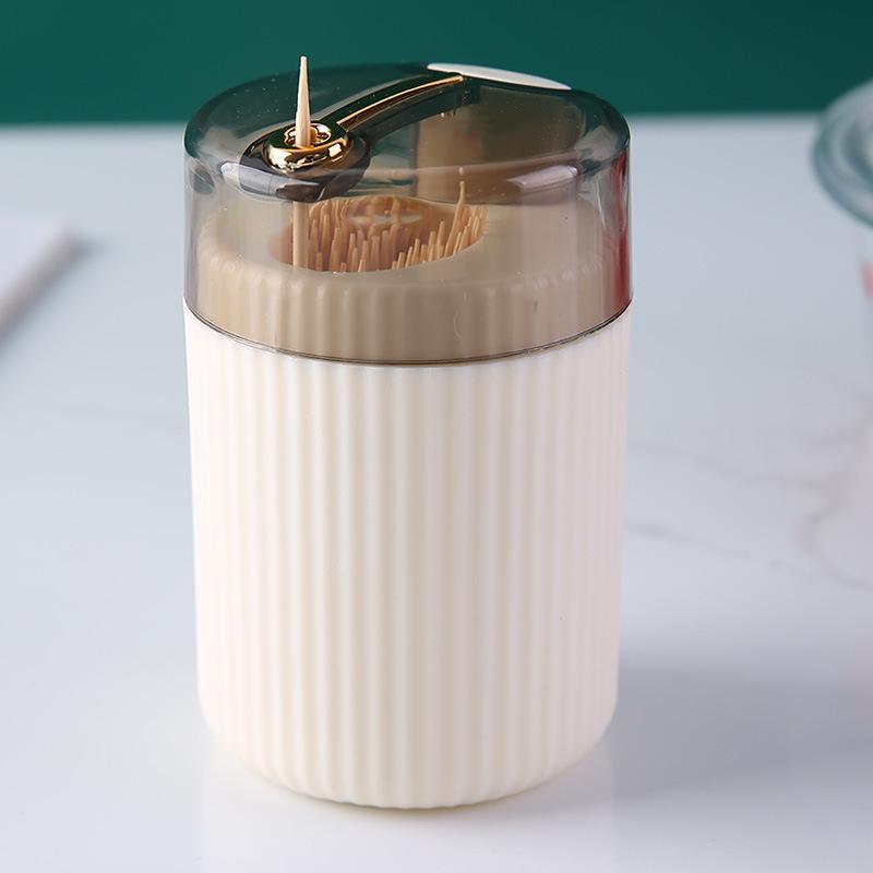 Press Type Automatic Pop-up Toothpick Box Light Luxury Electroplated Toothpick Holder for Living Room Home Storage