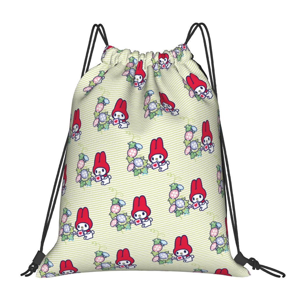 Custom M-Melodies Drawstring Bags Men Women Lightweight Rabbit Anime Sports Gym Storage Backpack