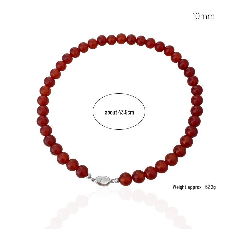 2024 High-End Natural Red Agate Clavicle Choker Necklace for Women: New Chinese National Style Accessory