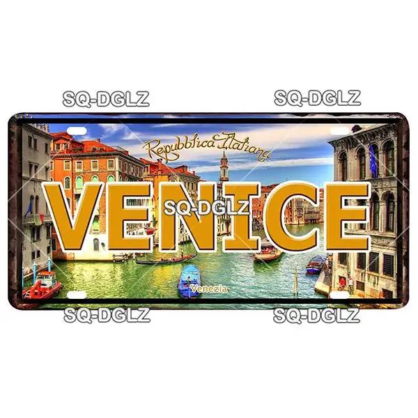 Europe City Plate Metal Sign - Vintage Tin Wall Decor for Bar