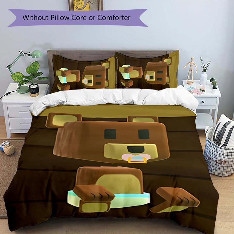 3pcs Game Super Bear Adventure pattern bedding set duvet cover set includes duvet cover &pillowcases, perfect all season bedroom decoration & gift