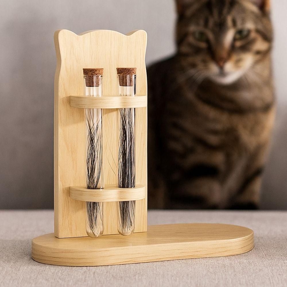 Handmade Cat Hair Storage Box Wooden Pet Memorial Ornament for Puppy Kitty Rabbits