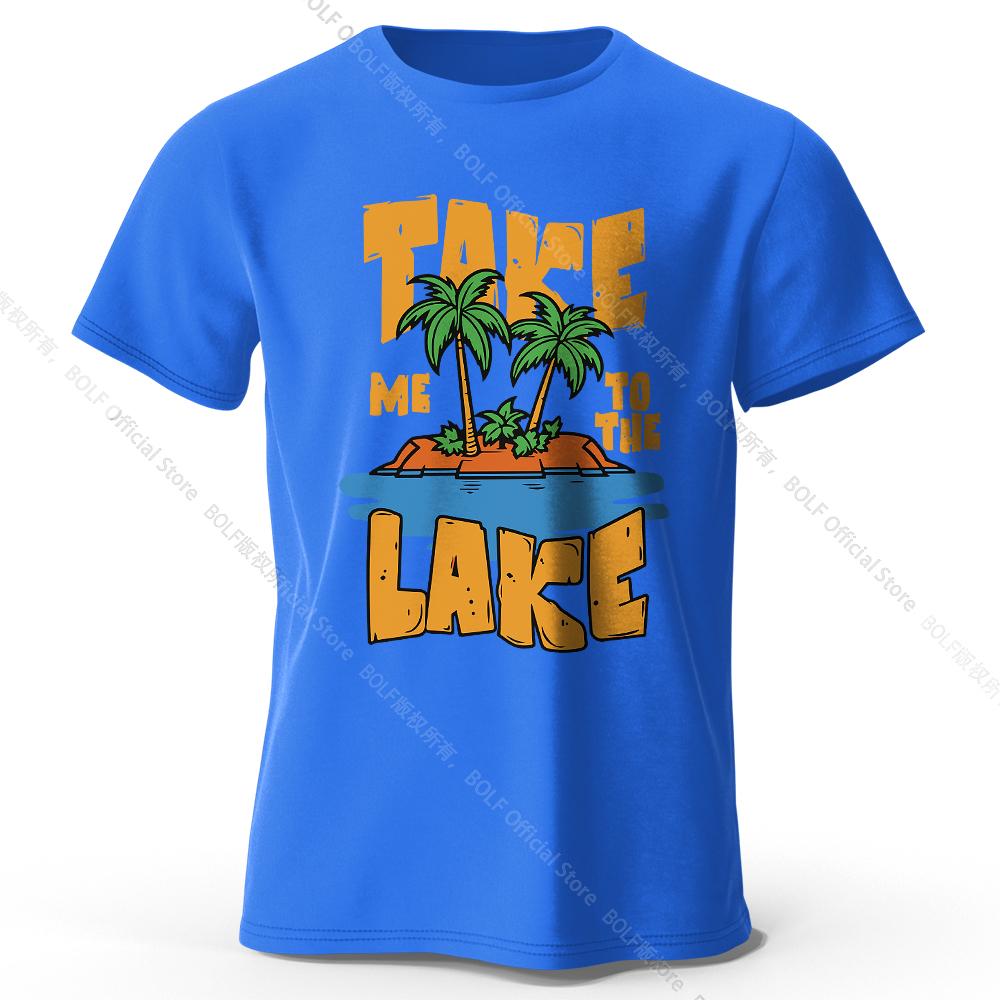 Take Me To The Lake Printed T-Shirt 100% Cotton Oversized Nature Graphic Tees for Men Women Summer Tops Lakeside Streetwear