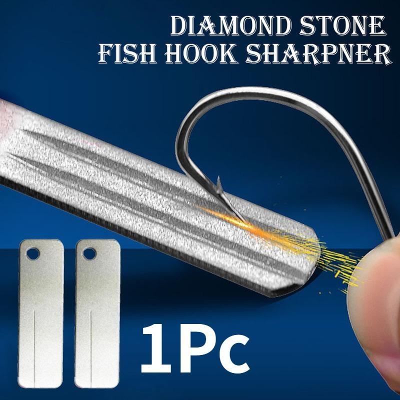 1Pc Fishing Hook Sharpener Portable Diamond Stone Fish Hook Sharpen Tools Knife Keychain for Outdoor Fishing Accessories