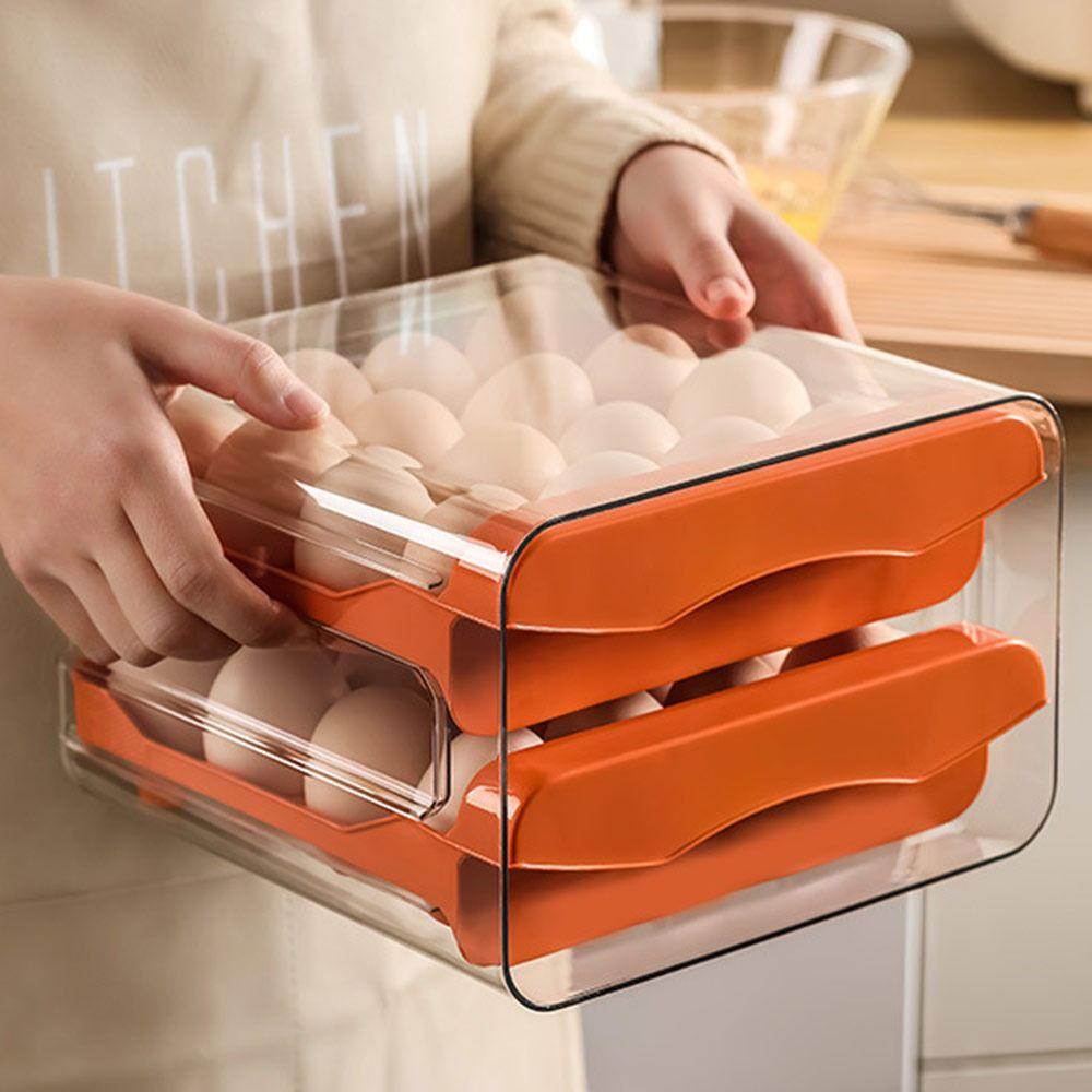 Sliding Drawer Egg Holder Transparent Fridge Egg Organizer Fresh Keeping Egg Container