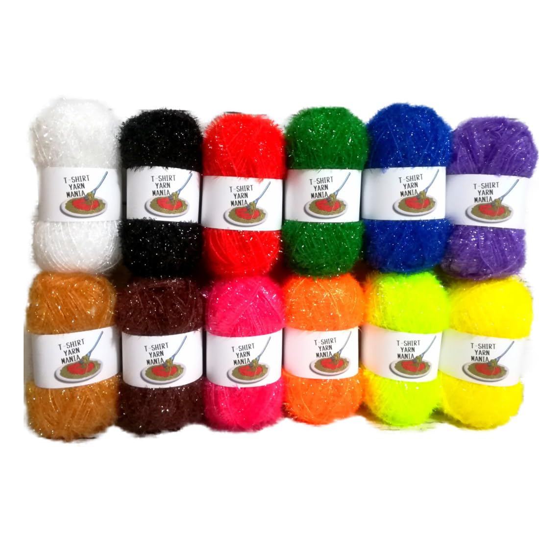 

YARN MANIA Korean Scrubbing 50g per ball Hoppans 12 balls Polyester Sparkly DIY Knitting Yarn Primary T-SHIRT Eco-Friendly Yarn, Approx. (75m) Semi,