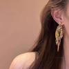 Retro Flower Leaf Fringed Earrings Niche Light Luxury High-end Earrings Fashion Personality Exaggerated Temperament Earrings Women